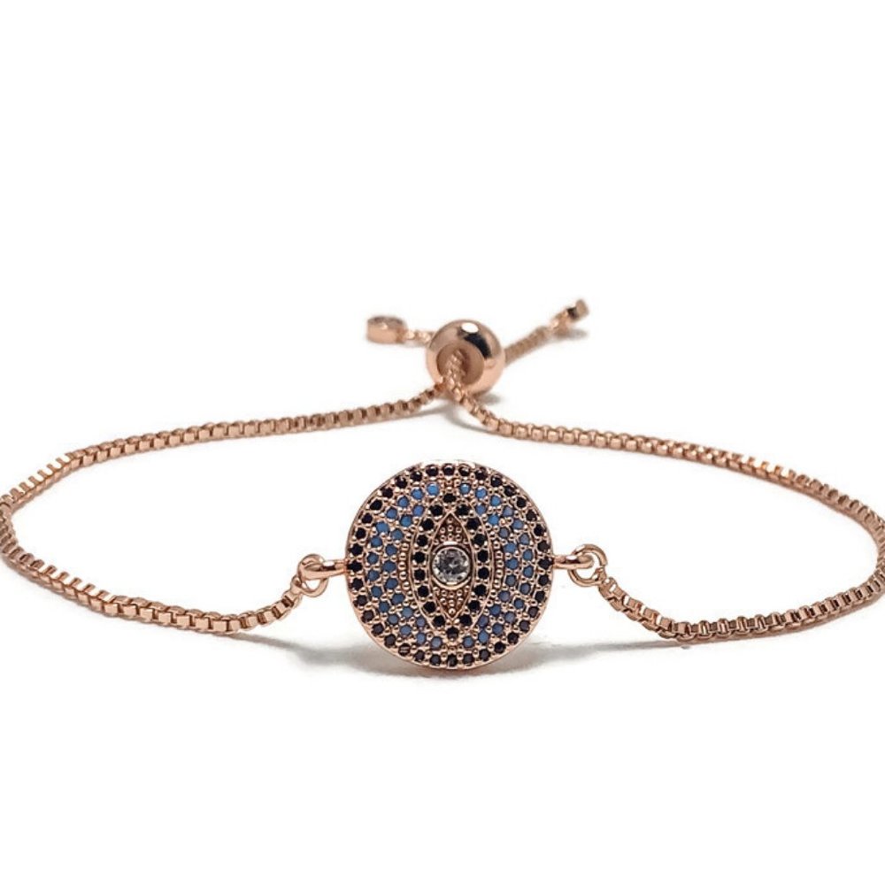 🎉NWT Full Circle Adjustable Slide Bead Box Chain Rose Gold Bracelet